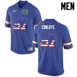 Men Florida Gators #57 Elijah Conliffe College Football USA Flag Fashion Blue 306018-644