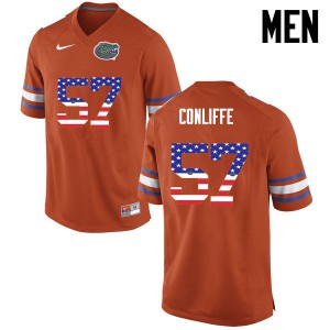 Men Florida Gators #57 Elijah Conliffe College Football USA Flag Fashion Orange 400195-420