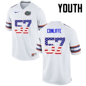 Youth Florida Gators #57 Elijah Conliffe College Football USA Flag Fashion White 223775-948