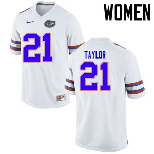 Women Florida Gators #21 Fred Taylor College Football Jerseys White 715000-974