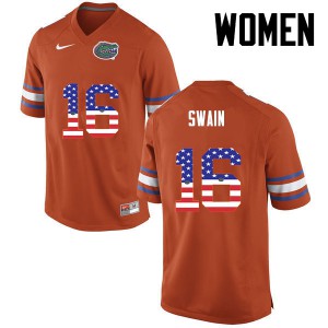 Women Florida Gators #16 Freddie Swain College Football USA Flag Fashion Orange 339824-542