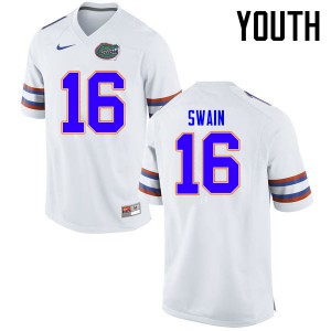 Youth Florida Gators #16 Freddie Swain College Football Jerseys White 383307-923