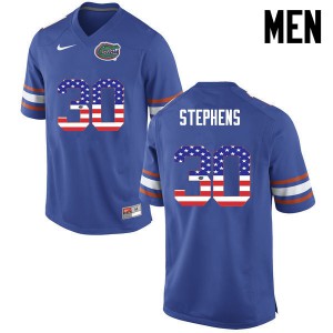 Men Florida Gators #30 Garrett Stephens College Football USA Flag Fashion Blue 720716-421