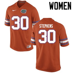 Women Florida Gators #30 Garrett Stephens College Football Jerseys Orange 332189-435