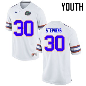 Youth Florida Gators #30 Garrett Stephens College Football Jerseys White 250952-141