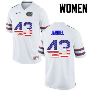 Women Florida Gators #43 Glenn Jarriel College Football USA Flag Fashion White 376783-845