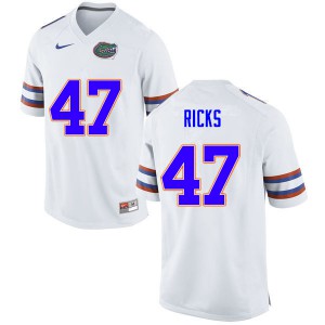 Men #47 Isaac Ricks Florida Gators College Football Jerseys White 207044-529