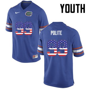Youth Florida Gators #99 Jachai Polite College Football USA Flag Fashion Blue 451614-456