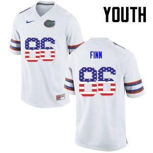 Youth Florida Gators #86 Jacob Finn College Football USA Flag Fashion White 319367-378