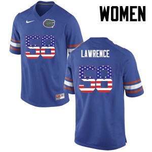 Women Florida Gators #58 Jahim Lawrence College Football USA Flag Fashion Blue 620483-325