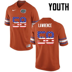 Youth Florida Gators #58 Jahim Lawrence College Football USA Flag Fashion Orange 676480-407