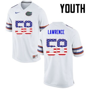 Youth Florida Gators #58 Jahim Lawrence College Football USA Flag Fashion White 970163-222