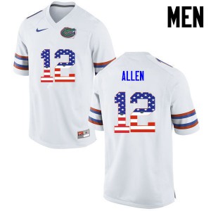 Men Florida Gators #12 Jake Allen College Football USA Flag Fashion White 914455-298