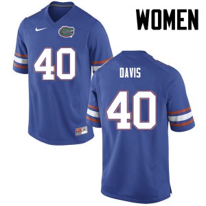 Women Florida Gators #40 Jarrad Davis College Football Blue 407448-419