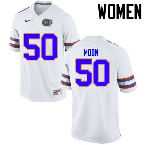 Women Florida Gators #50 Jeremiah Moon College Football Jerseys White 932151-194