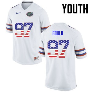 Youth Florida Gators #97 Jon Gould College Football USA Flag Fashion White 898636-800