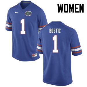 Women Florida Gators #1 Jonathan Bostic College Football Blue 398472-531
