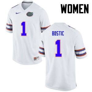 Women Florida Gators #1 Jonathan Bostic College Football White 843250-331