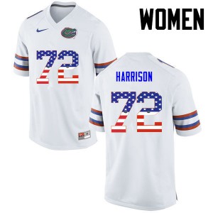 Women Florida Gators #72 Jonotthan Harrison College Football USA Flag Fashion White 630962-690