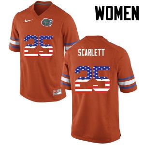 Women Florida Gators #25 Jordan Scarlett College Football USA Flag Fashion Orange 327290-704