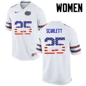 Women Florida Gators #25 Jordan Scarlett College Football USA Flag Fashion White 925494-896