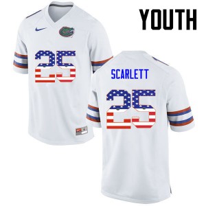 Youth Florida Gators #25 Jordan Scarlett College Football USA Flag Fashion White 445011-986