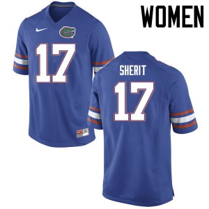 Women Florida Gators #17 Jordan Sherit College Football Jerseys Blue 382290-307
