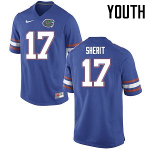 Youth Florida Gators #17 Jordan Sherit College Football Jerseys Blue 112972-515