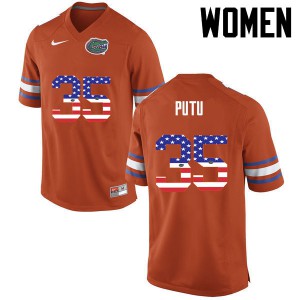Women Florida Gators #35 Joseph Putu College Football USA Flag Fashion Orange 799303-778