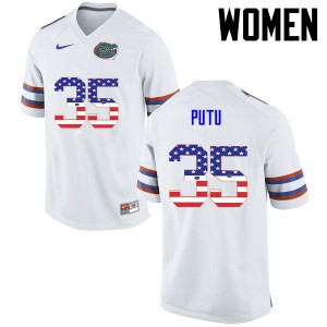 Women Florida Gators #35 Joseph Putu College Football USA Flag Fashion White 868182-642