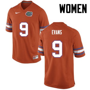 Women Florida Gators #9 Josh Evans College Football Orange 585349-412