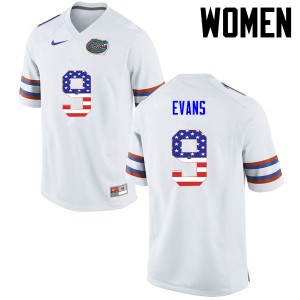 Women Florida Gators #9 Josh Evans College Football USA Flag Fashion White 409919-188