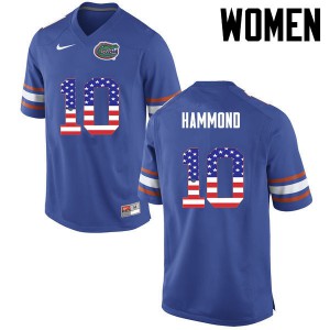 Women Florida Gators #10 Josh Hammond College Football USA Flag Fashion Blue 133300-863