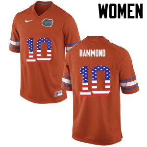 Women Florida Gators #10 Josh Hammond College Football USA Flag Fashion Orange 309250-247