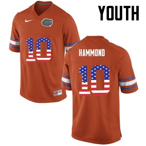 Youth Florida Gators #10 Josh Hammond College Football USA Flag Fashion Orange 361048-736