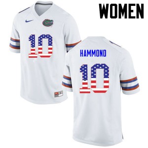 Women Florida Gators #10 Josh Hammond College Football USA Flag Fashion White 517024-719