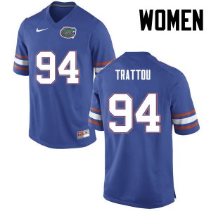 Women Florida Gators #94 Justin Trattou College Football Blue 161924-809