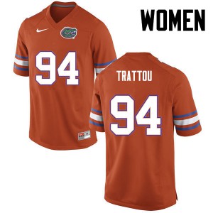 Women Florida Gators #94 Justin Trattou College Football Orange 611179-434