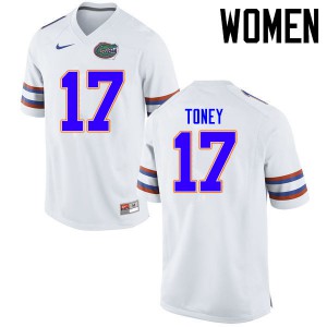Women Florida Gators #17 Kadarius Toney College Football Jerseys White 166655-943