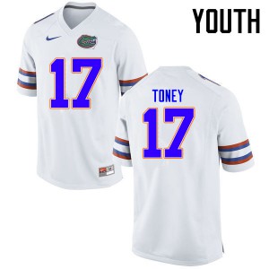 Youth Florida Gators #17 Kadarius Toney College Football Jerseys White 794017-973