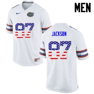 Men Florida Gators #87 Kalif Jackson College Football USA Flag Fashion White 911490-746