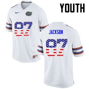 Youth Florida Gators #87 Kalif Jackson College Football USA Flag Fashion White 815613-619
