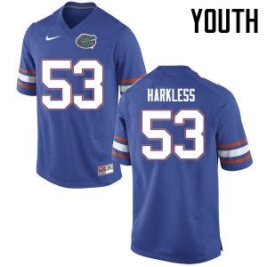 Youth Florida Gators #53 Kavaris Harkless College Football Jerseys Blue 647376-797