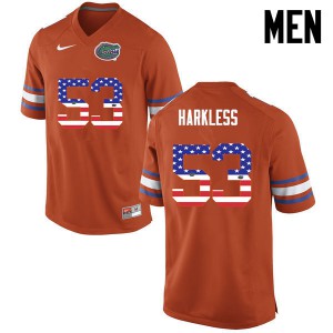 Men Florida Gators #53 Kavaris Harkless College Football USA Flag Fashion Orange 500177-330