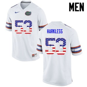 Men Florida Gators #53 Kavaris Harkless College Football USA Flag Fashion White 135096-741