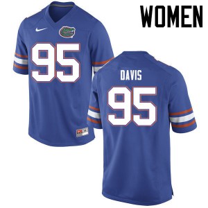 Women Florida Gators #95 Keivonnis Davis College Football Jerseys Blue 475002-302