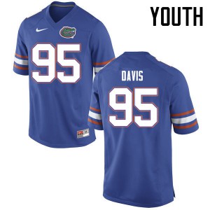 Youth Florida Gators #95 Keivonnis Davis College Football Jerseys Blue 540546-184