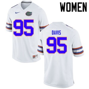 Women Florida Gators #95 Keivonnis Davis College Football Jerseys White 820708-264
