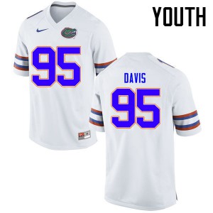 Youth Florida Gators #95 Keivonnis Davis College Football Jerseys White 986051-540