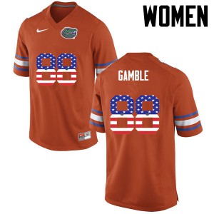 Women Florida Gators #88 Kemore Gamble College Football USA Flag Fashion Orange 286284-568